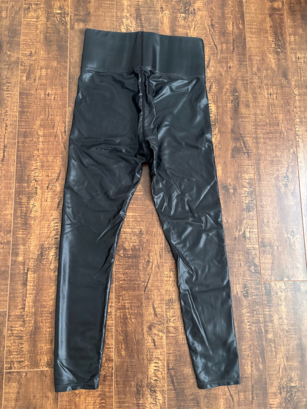 Knix Birds Papaya Black Faux Leather Leggings